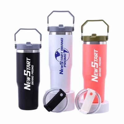 20 oz. Stainless Steel Tumbler w/ Lid, Straw and Handle