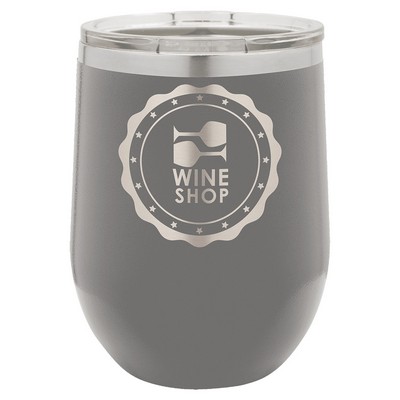 Polar Camel 12 oz. Dark Gray Vacuum Insulated Stemless Wine Tumbler with Lid