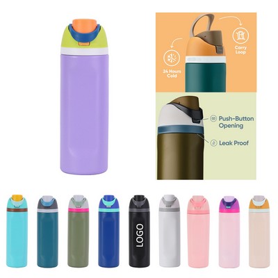 Custom Easy Sip Vacuum Insulation Water Bottle with Straw