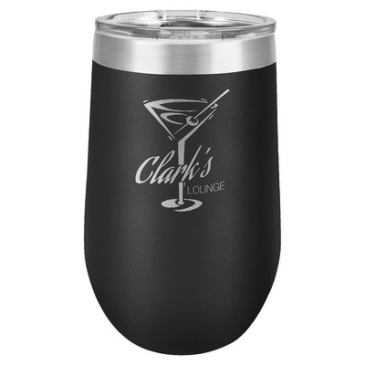 Polar Camel 16 oz. Black Vacuum Insulated Stemless Tumbler with Lid