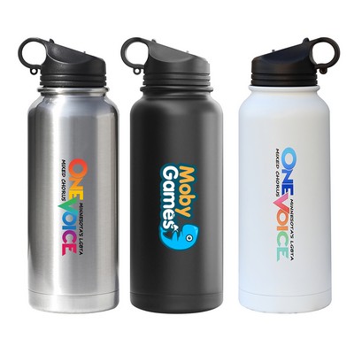 Summit 32oz Double Wall Vacuum Insulated 18/8 Stainless Steel Bottle (Silver)