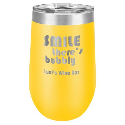 Yellow Polar Camel™ 16 oz Stemless Wine Tumbler with a Clear Lid